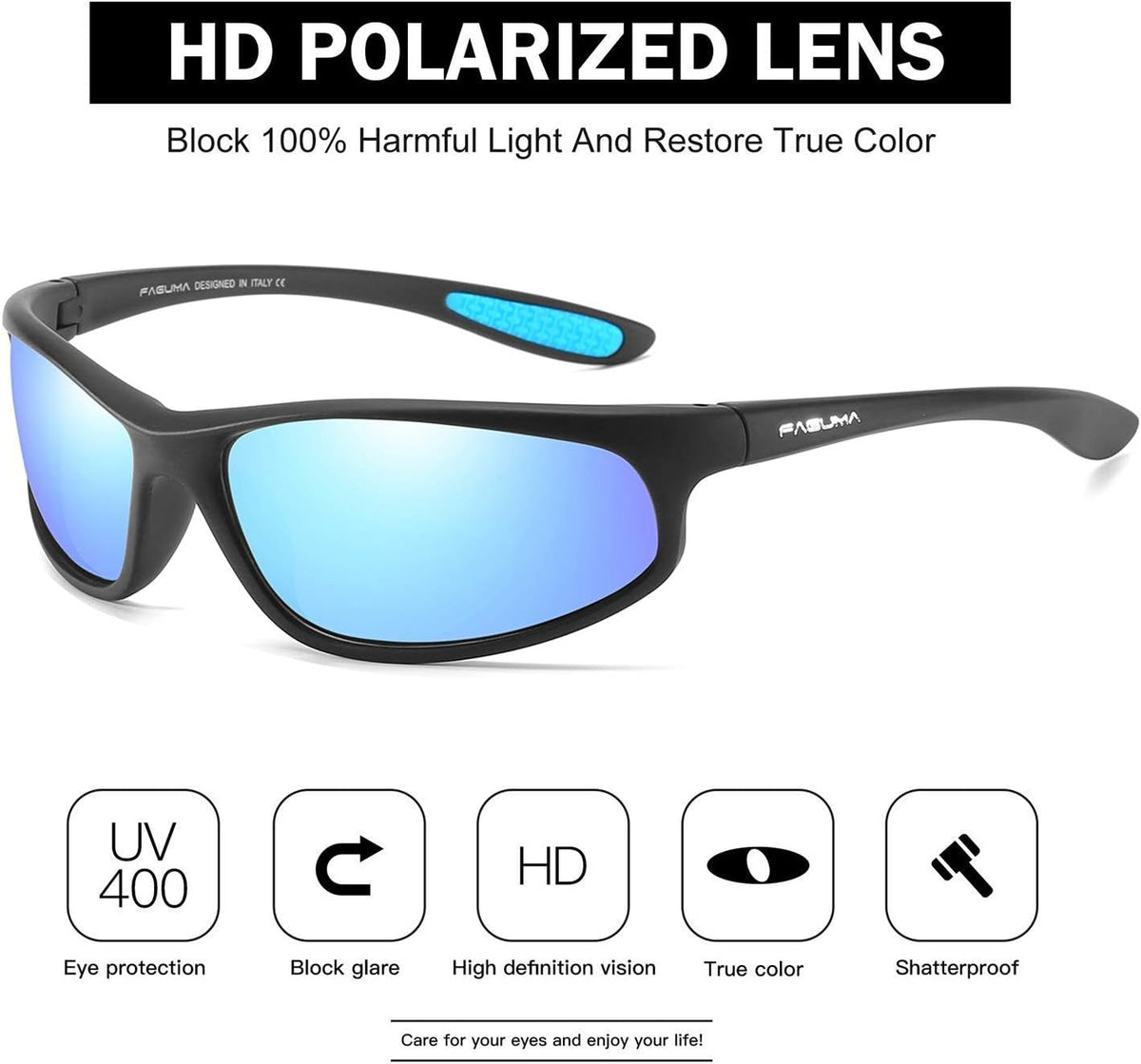 Polarized Sports Sunglasses for Men Cycling Driving Fishing UV400 Protection