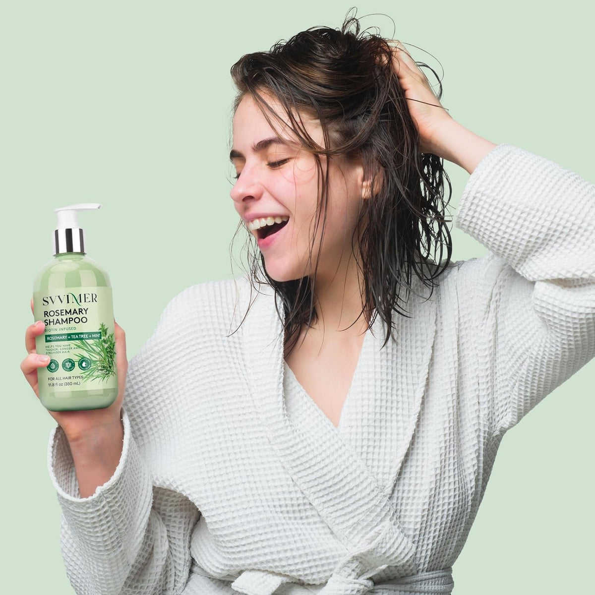 Rosemary Hair Growth Shampoo: Thickening and Regrowth Formula for Men & Women - Rosemary Mint Strengthening Shampoo with Tea Tree Oil Biotin - for Thinning Hair and Hair Loss 11.8 Fl.Oz