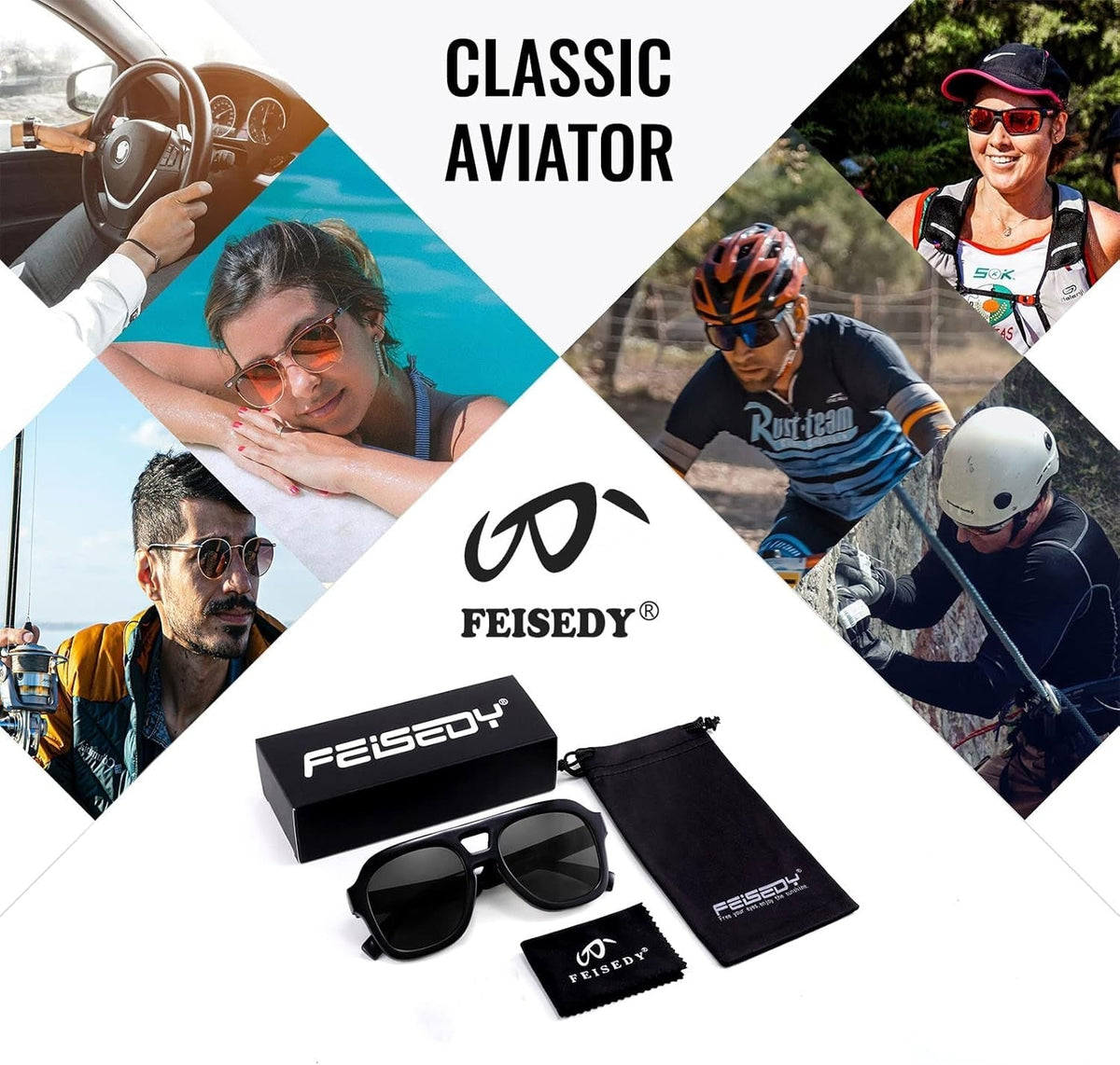 Vintage Aviator Sunglasses Double Bridge Women Men Large Square Thick Frame Trendy Eyewear UV400 B2846