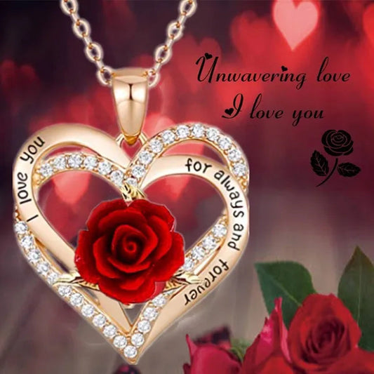 Elegant Fashion Creative Love Rose Necklace Crystal Diamond Rose Pendant Symbolizing Love Women's Necklace Wedding Engagement Wedding Necklace Jewelry Birthday Party Anniversary Gift