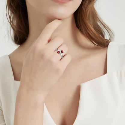 Adjustable Women Heart Ring 925 Sterling Silver Birthstone Rings for Women Promise Ring for Her Simulated Gemstone Statement Stackable Band Width 2Mm Open Size 5~9