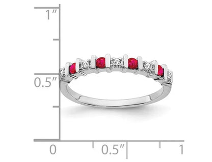 1/5 Carat (ctw) Natural Ruby Ring in 14K White Gold with Diamonds