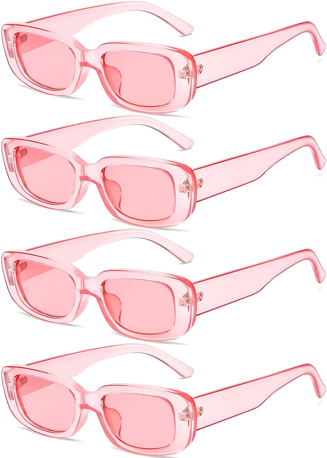4 Pieces Retro Vintage Sunglasses Small Square Rectangle 90s Glasses Trendy Y2K for Women Aesthetic Accessories