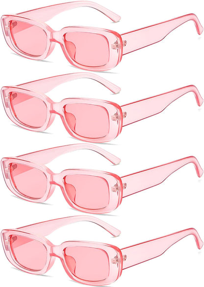 4 Pieces Retro Vintage Sunglasses Small Square Rectangle 90s Glasses Trendy Y2K for Women Aesthetic Accessories