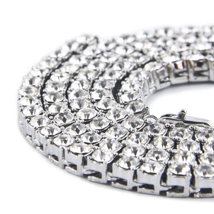 Fashion Gold Silver Color Hiphop Chain Necklace Luxury CZ Iced Out Cuban Rhinestone Tennis Hip Hop Necklace For Men Jewelry