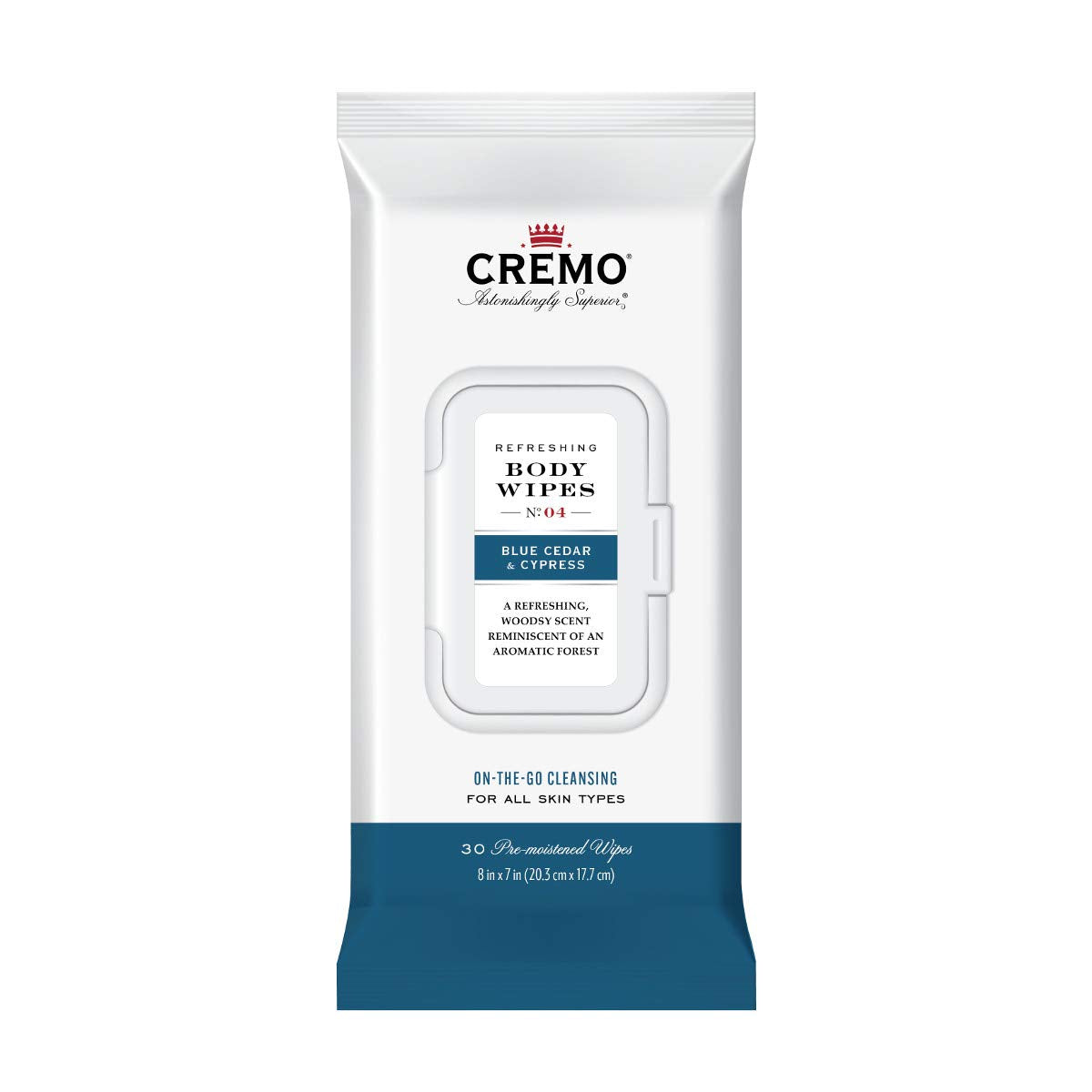 Refreshing Blue Cedar & Cypress Body Wipes, a Woodsy Scent with Notes of Lemon Peel, Cypress and Cedar, 30 Count (Pack of 2)