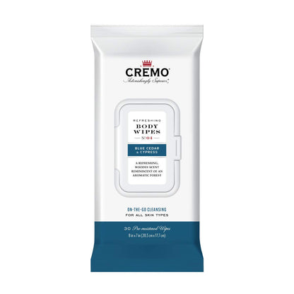 Refreshing Blue Cedar & Cypress Body Wipes, a Woodsy Scent with Notes of Lemon Peel, Cypress and Cedar, 30 Count (Pack of 2)