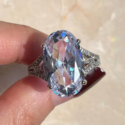 Fashion Jewelry Fashion Jewelry Gold-plated Ellipse White Sapphire Zircon AAA Wedding Lovers Ring Size 6-10