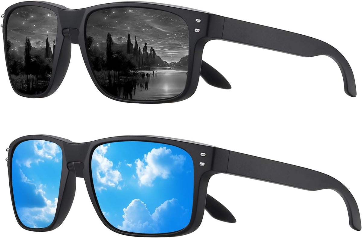 Polarized Sunglasses Men Womens - Retro Square Sun Glasses for Fishing Driving UV Protection