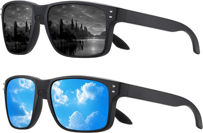 Polarized Sunglasses Men Womens - Retro Square Sun Glasses for Fishing Driving UV Protection
