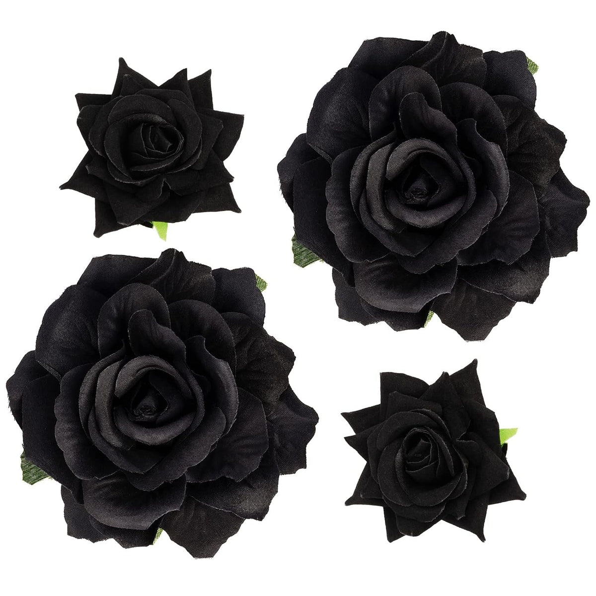Rose Hair Clip Flower Hairpin Rose Brooch Floral Clips, 4 Pcs Fabric Rose Flowers Hair Clips Mexican Hair Flowers Pin up Headpieces for Woman Girl Wedding Party Mother'S Day (Black)