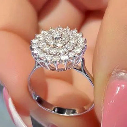 Trendy 925 Sterling Silver Lotus Seed Shape Diamond Flower Ring Princess Romantic Wedding Fine Jewelry Anniversary Gift