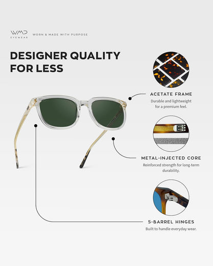 Polarized Classic Retro Flat Square Unisex Sunglasses