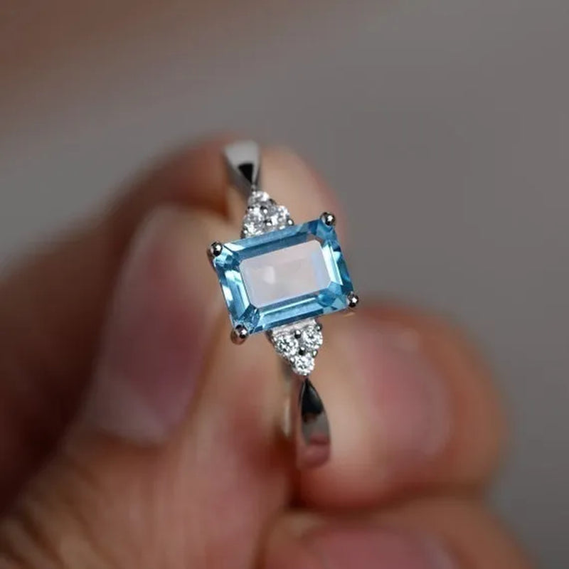Exquisite Women's 925 Sterling Silver Ring Princess Cut Mystic Rainbow Topaz Engagement Diamond Jewelry Christmas Birthday Proposal Gift Halloween Party Wedding Band Rings Size 6 - 10