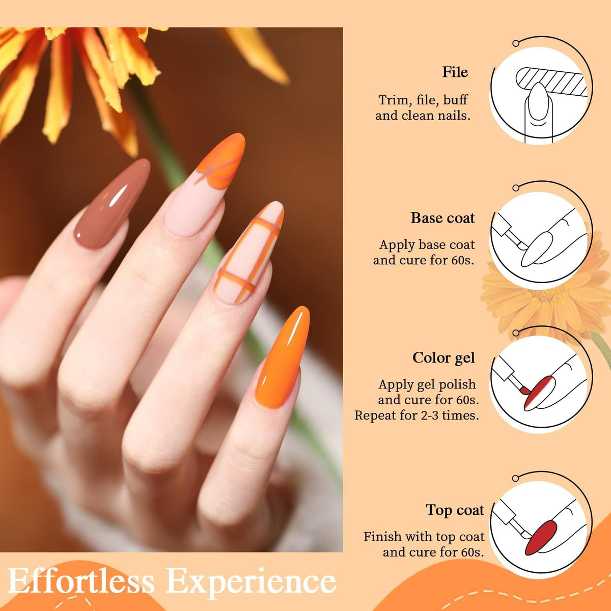 Gel Nail Polish Set-10 Colors Fall Yellow Orange Gold Glitter Pumpkin Dark Series Nail Gel Polish Starter Kit Soak Off Salon DIY Manicure Nail Art Gifts for Girls Women 7ml
