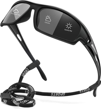 Polarized Sports Sunglasses for Men 100% UV Protection Wrap Around Unbreakable Sun Glasses for Fishing Driving