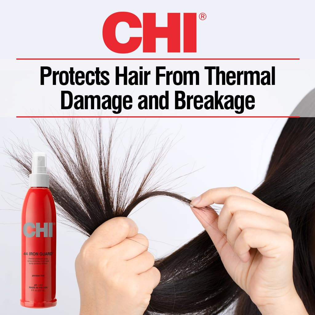 44 Iron Guard Thermal Protection Spray, Nourishing Formula Helps Resist Heat Damage to Hair & Tame Frizz, Clear, 8 Oz