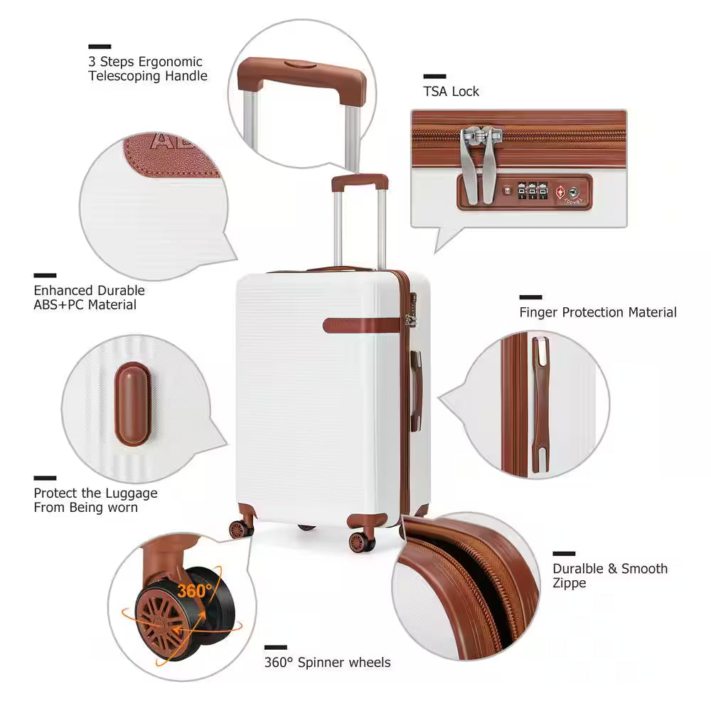 Catalina Waves Nested Hardside Luggage Set in White, 3 Piece - TSA Compliant