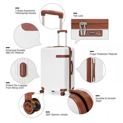 Catalina Waves Nested Hardside Luggage Set in White, 3 Piece - TSA Compliant