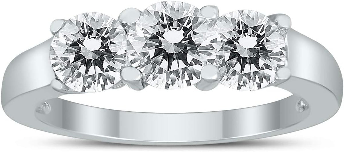 AGS Certified 2 Carat TW Three Stone Diamond Ring in 14K White Gold