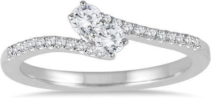 AGS Certified 1/4 Carat TW Two Stone Diamond Ring in 10K White Gold