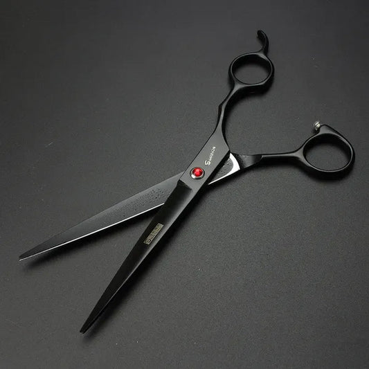 Black 7 "Hair Hair Scissors Ruby Barber Scissors Cutting / thinning Scissors