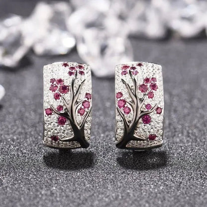 Dazzling 925 Sterling Silver Natural Gemstone Diamond Floral Earrings Women Wedding Engagement Fine Jewelry