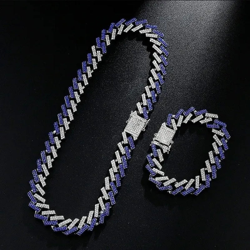 Iced Out Cuban Link Chain Necklace Chain Hip Hop Jewelry Choker Gold Silver Chain for Men Rapper Necklaces Bracelet 8-30 Inch
