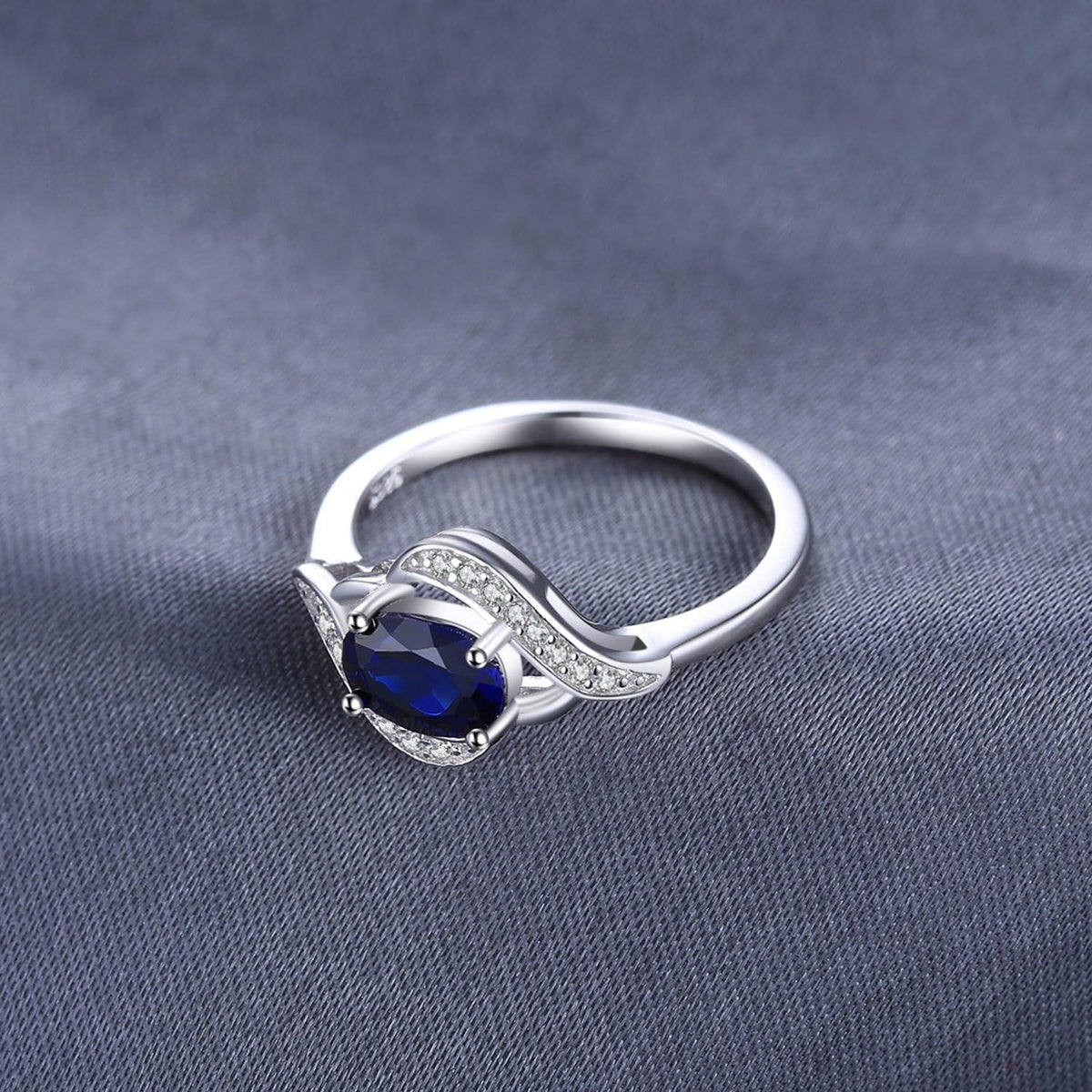 1Ct Oval Created Blue Sapphire Rings for Women, 14K White Yellow Rose Gold Plated 925 Sterling Silver Ring for Girl, Fashion Gemstone Jewelry Sets Promise Rings