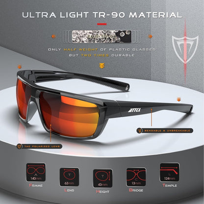 Polarized Wrap Sunglasses for Men - Fishing Sports Glasses UV Protection