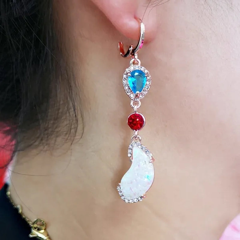 1 pair Antique 925 Sterling Silver Pendant Earrings Natural Gemstone Inlay Dangle Earrings Bridal Engagement Wedding Anniversary Gift  Bohemian Style Earrings