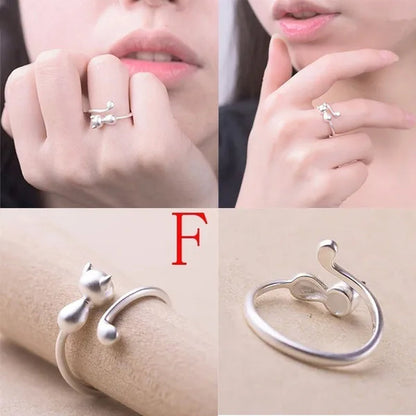 1Pcs Cute Cat Kitten Ring Animal Opening Ring Cocktail Party Women Cute Pet Adjustable Rings Anniversary Jewelry Gift