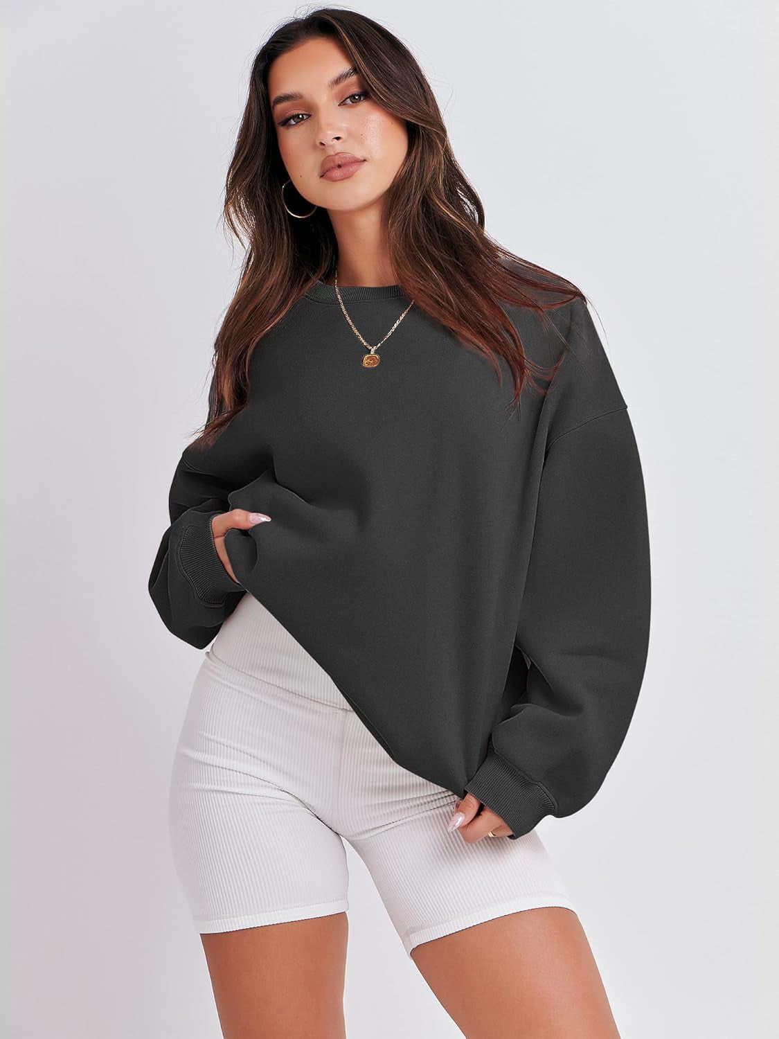 Women'S Sweatshirts Hoodies Crewneck Oversized Fleece Pullover Sweaters Cute Top Y2K Teen Girls Preppy Clothes 2024