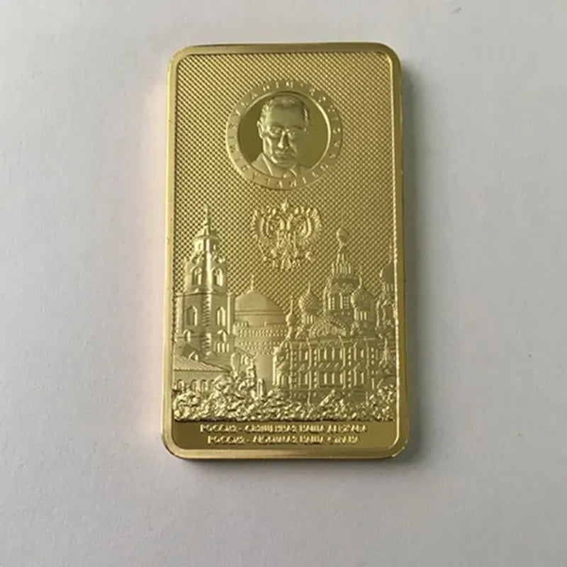 2 Pcs the Putin Coin 24K Real Gold Plated Badge 50 X 28 Mm Souvenir Bullion Bar Coin