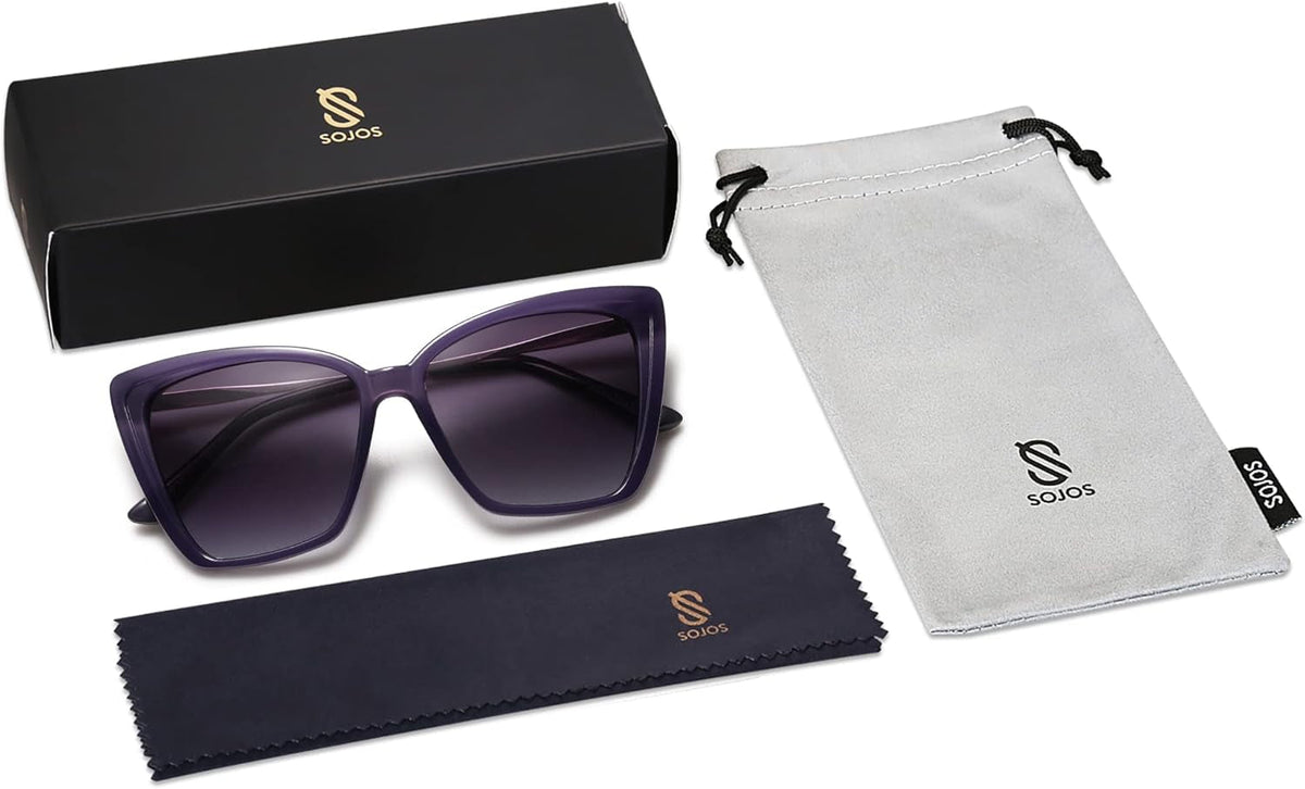 Trendy Polarized Sunglasses for Women Retro Womens Oversized Square Cat Eye Sun Glasses UV Protection SJ2206
