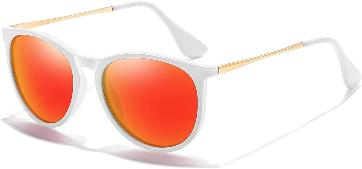 Sunglasses Womens Men Polarized UV Protection Trendy Vintage Retro Round Mirrored Lens Sunglasses For Women