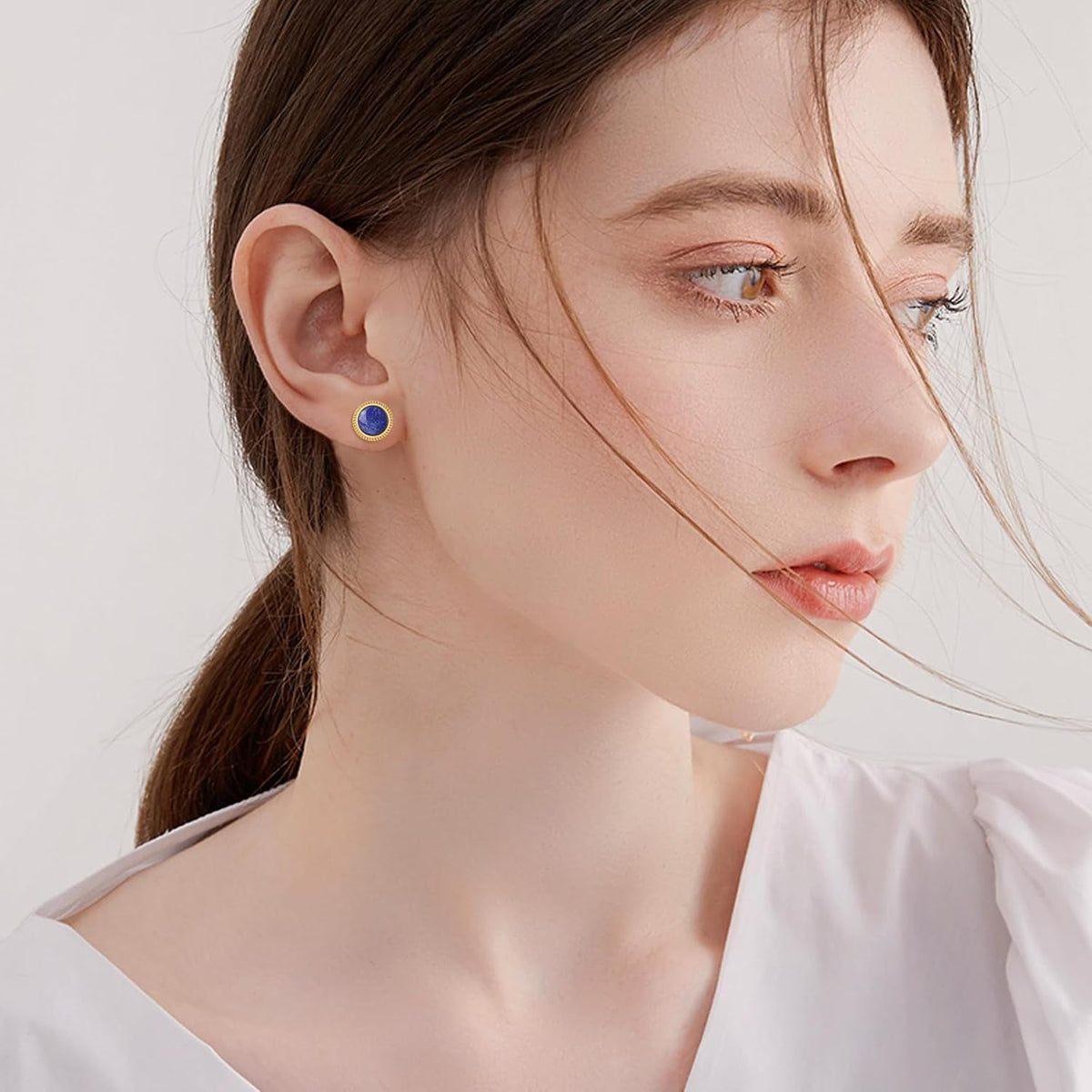 Lapis Lazuli Earrings Sterling Silver Blue Lapis Stud Earrings Natural Gemstone Post Earrings Lapis Lazuli Jewelry for Women