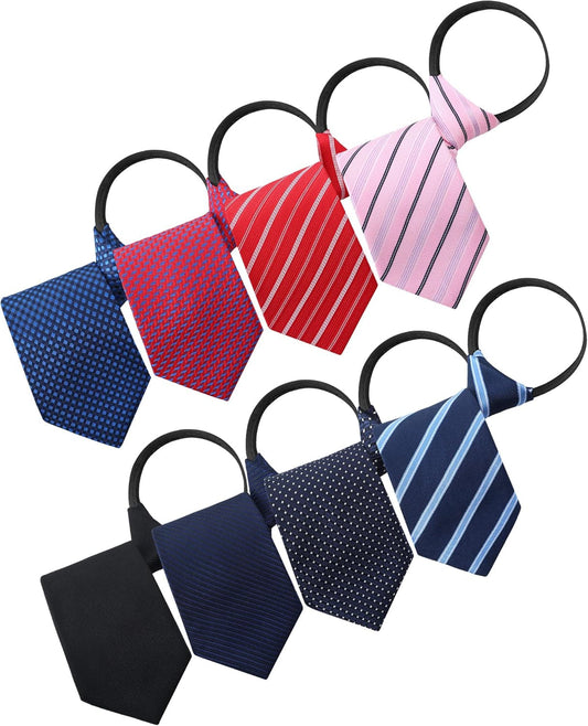 8 Pieces Zipper Tie for Men Adjustable Necktie Pre Tied Clip on Men