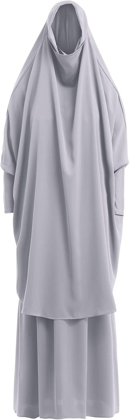 Prayer Clothes for Muslim Women Islamic Abaya Suit Maxi Skirt + Khimar Hijab 2Pcss Burka Jilbab Kaftan