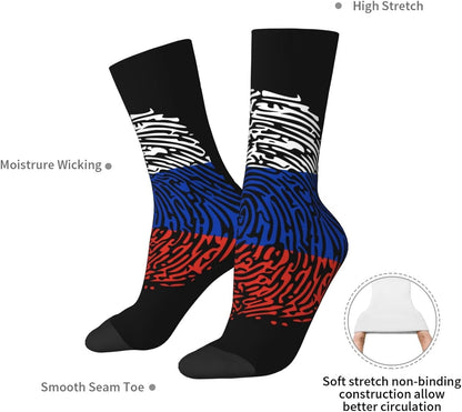 Russian Dna Russia Flag Crew Socks Summer Moisture Wicking Athletic Socks for Mens and Womens