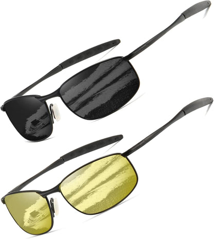 Polarized Sunglasses For Men Rectangle Metal Frame Retro Sun Glasses AE0395
