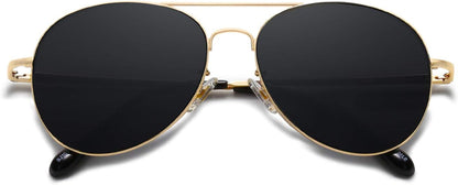 Classic Aviator Sunglasses for Women Men Metal Spring Hinges SJ1030