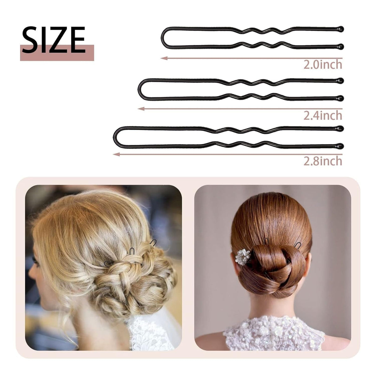 U Shaped Hair Pins for Buns, 100 PCS 2.8" Hair Pins for Women Hair Styling with Thick Hair