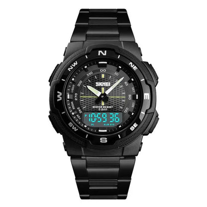 Fashion SKMEI 1370 Men's Digital Watch Outdoor Sports Waterproof Male Business Watches Golden Stainless Steel Wristwatch