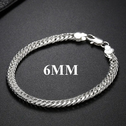 NEW! Exquisite Men Solid Heavy 925 Sterling Silver Smooth Necklace Bracelet Curb Chain Jewelry