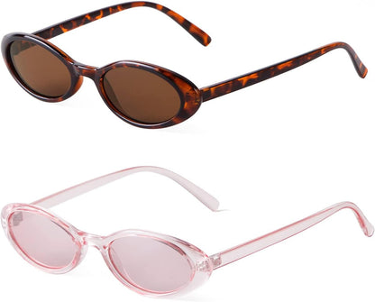 Trendy Oval Sunglasses Women 90’s Vintage Sun Glasses Fashion Tinted Glasses UV400 Protection
