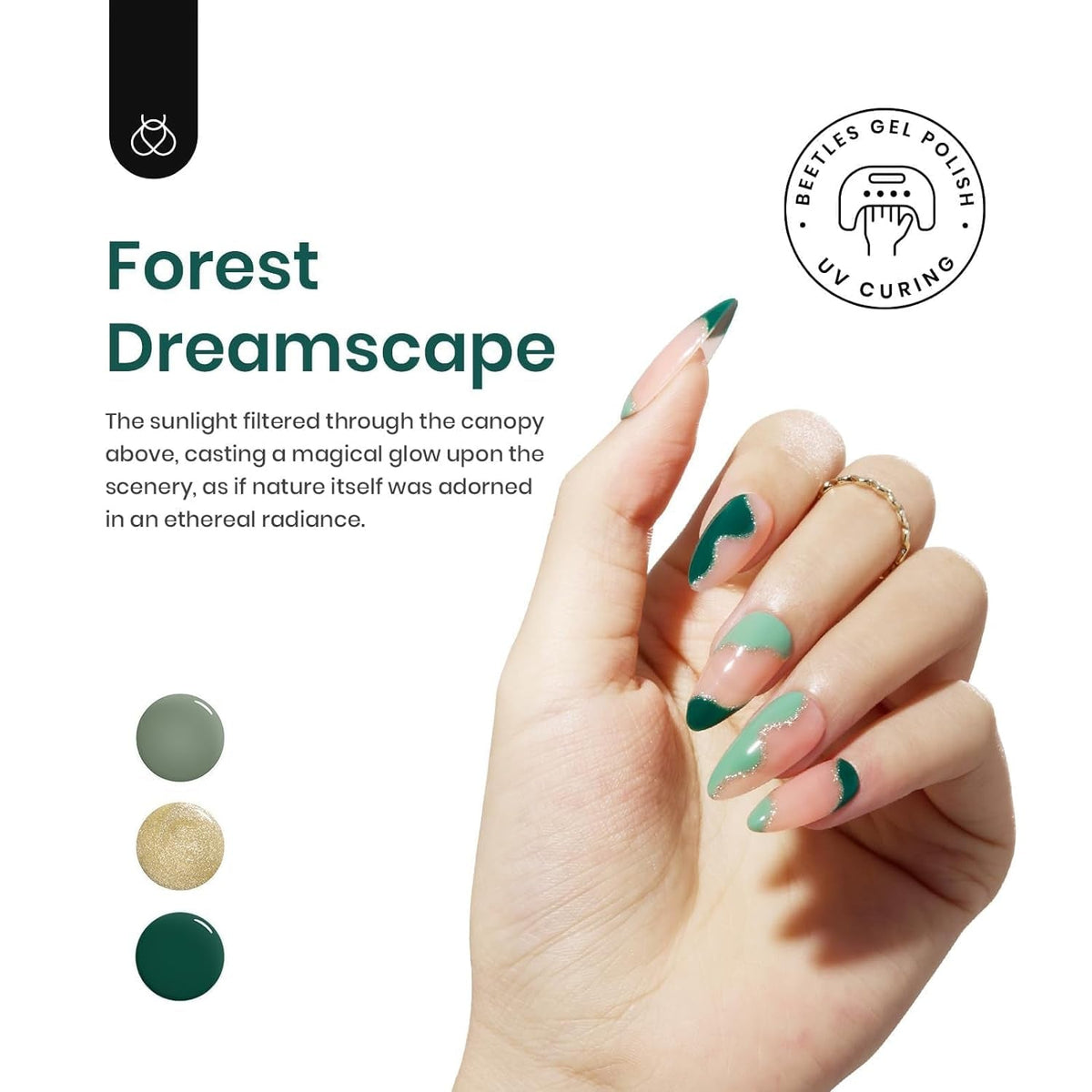 Beetles Gel Nail Polish Kit 6 Colors Green Gel Nail Polish Glitter Pearl Gel Nail Polish Spring Gel Polish Soak off Uv LED Nail Lamp Gel Nail Kit DIY Home Nail Manicure Easter Gel Nail Polish