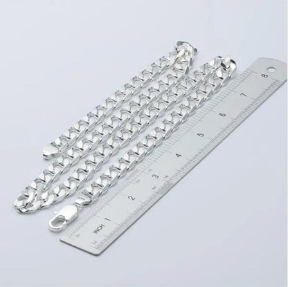 Wholesale! Prefect! Hot New High Quality 925 Sterling Silver Fashion Jewelry 12MM Men'S 925 Solid Silver Curb Chain Necklace 16/18/20/22/24/26/28/30 Inch