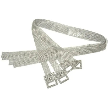 Brilliant Women's Belt Waist Chain Full Diamond Rhinestone Crystal Belt Luxury Large Party Silver Waist Belt