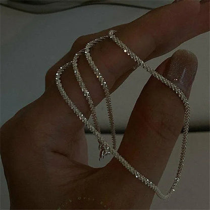 Women's Necklace Men's 16"-30" 3mm Shiny Ice Chain Necklace Chain Wedding Engagement Couple Jewelry